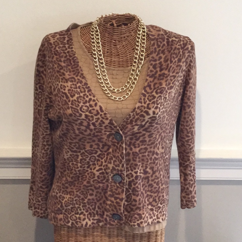 Chaps Leopard Print Sweater